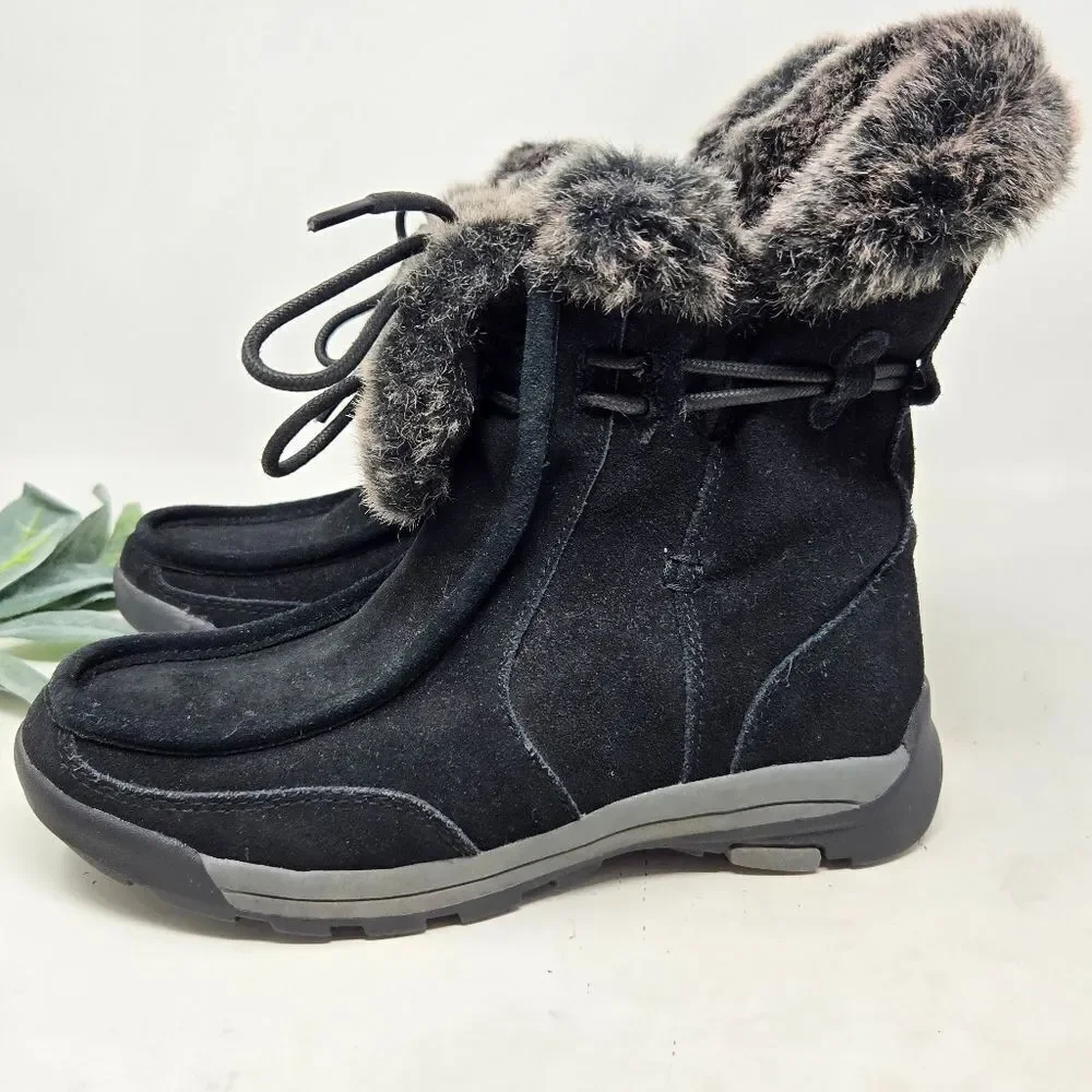 LANDS' END Powder Belle‎ Suede Faux Fur Boots 6.5